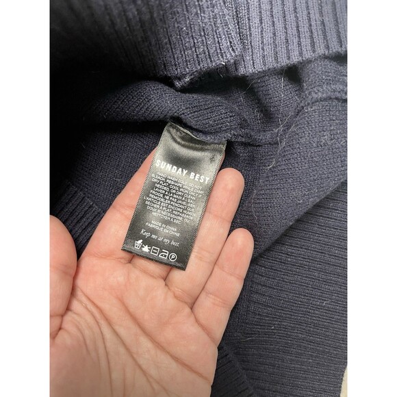 Sunday Best Aritzia Winston Sweater Vest Womens S Navy Cable Knit Wool Preppy - Picture 5 of 8